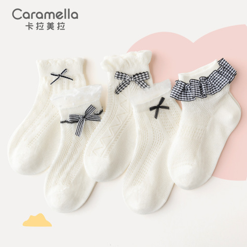 spring and summer new baby socks girls‘ cotton socks spring and summer middle tube baby mesh cartoon children lace socks wholesale
