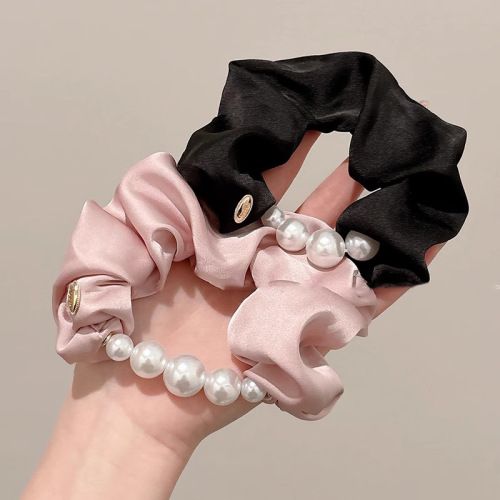 satin pearl large intestine hair band female high sense hair tie hair rope high elastic durable hair rope low balls rubber band headdress