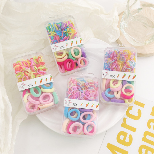 children‘s small rubber band towel ring boxed girls ponytail bun head rope does not hurt hair girls colorful hair ring