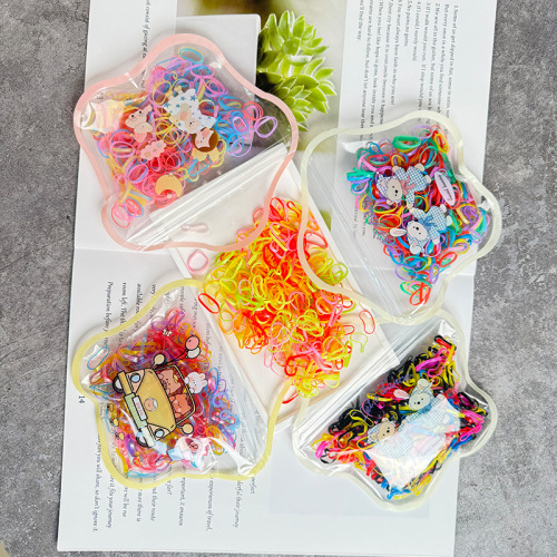 small rubber band female cartoon bag children disposable rubber band tied-up hair korean style high elasticity does not hurt hair colored headband