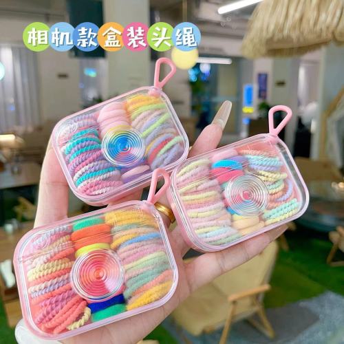 wholesale new camera box children‘s hair string sets of boxes color does not hurt hair high elasticity towel ring hair band with box