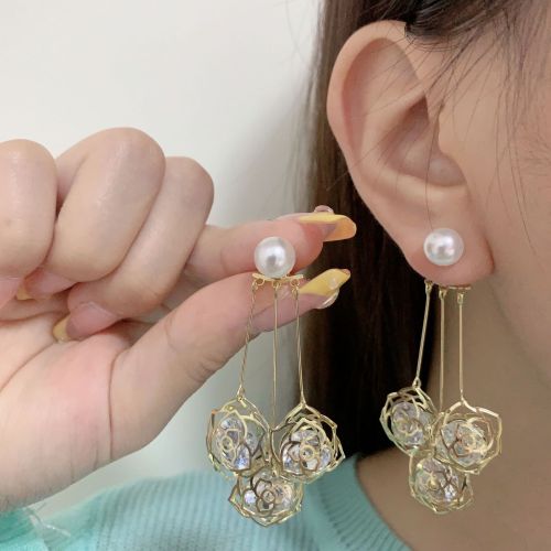 high sense internet celebrity sterling silver needle vintage pearl earrings female temperamental earrings 2024 new special-interest earrings wholesale