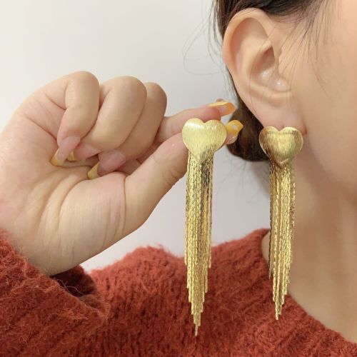 personalized silver needle lovely metal tassel earrings european and american exaggerated high-grade earrings special-interest design fashion trendy women