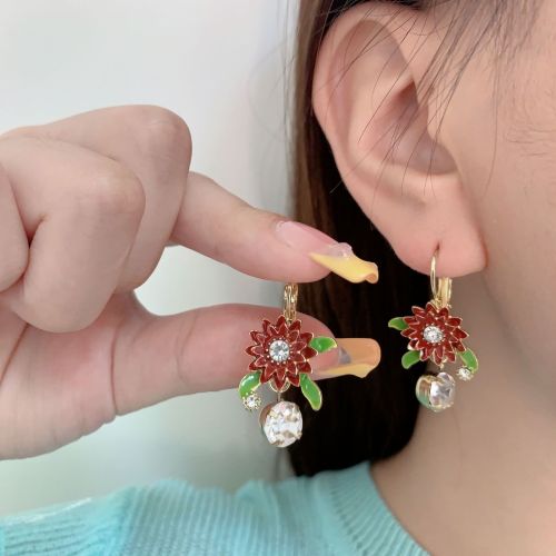 shiny diamond-encrusted series high-grade silver needle new fashion flower ear clip female earrings small ear studs elegant graceful ear rings
