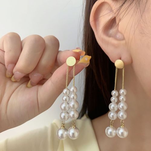 2024 new long pearl tassel earrings elegant high sense elegant earrings internet celebrity top-selling product fashion earrings