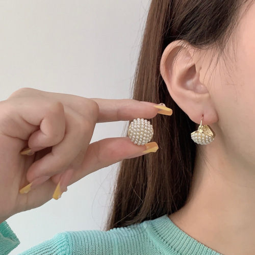 personalized creative south korea dongdaemun pearl earrings elegant basket design sense ear clip new simple earrings wholesale