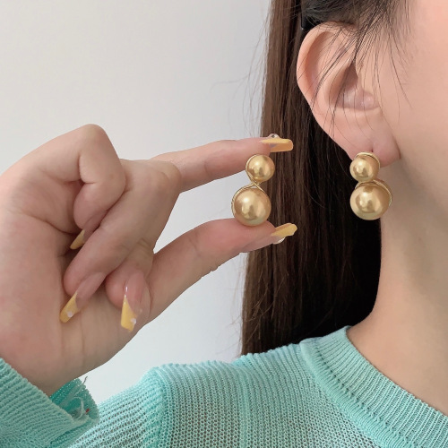 special-interest design champagne pearl stud earrings graceful earrings women‘s advanced sentong qin.com red earrings women‘s sterling silver needle