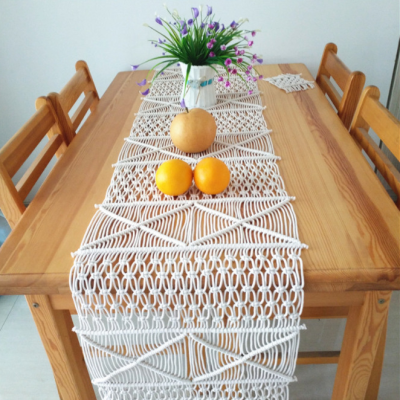 INS Style Hand-Woven Table Runner Hotel Famous Popular Table Runner TikTok Same Style Cotton Woven Table Runner Can Be Customized