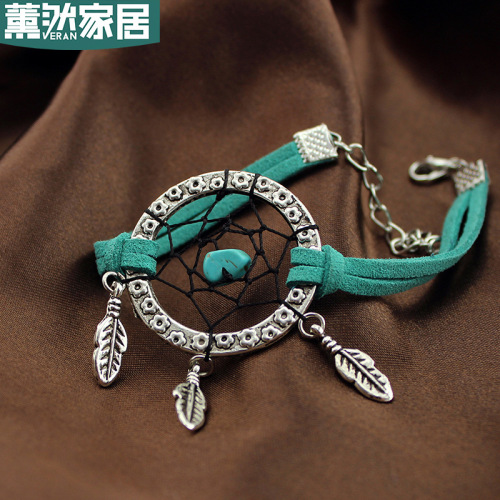夏季印第安金属羽毛捕梦网手链手镯情侣手饰生日礼物XR031