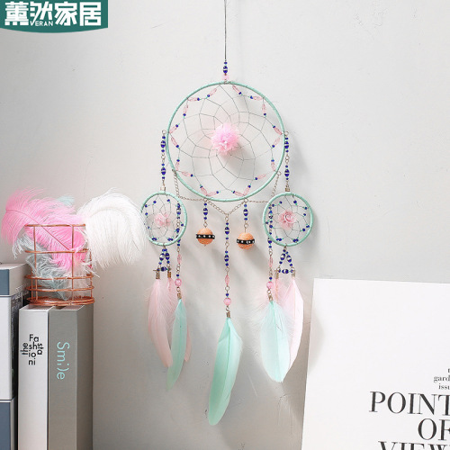 ins富察追梦者手作羽毛小清新捕梦网挂件少女卧室温馨装饰XR118