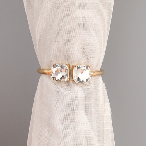 简约轻奢窗帘绑带金属不规则错方形玻璃镶嵌玻璃窗帘扣窗帘夹