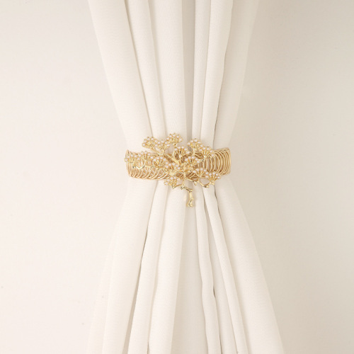 新款批发窗帘绑带金属珍珠雾凇云松松树猫眼石窗帘扣窗帘夹小号