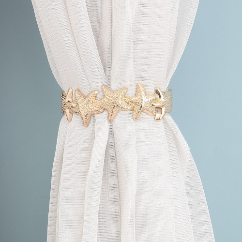 新款海星轻奢窗帘绑带批发金属弹簧海星窗帘扣窗帘夹现代简约窗纱