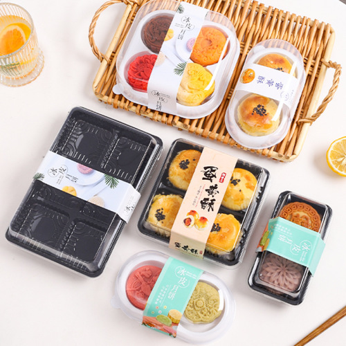 snow skin mooncake packing box 6 pcs egg yolk crisp daifuku transparent 4 pcs green glutinous rice bag packaging baking blister box