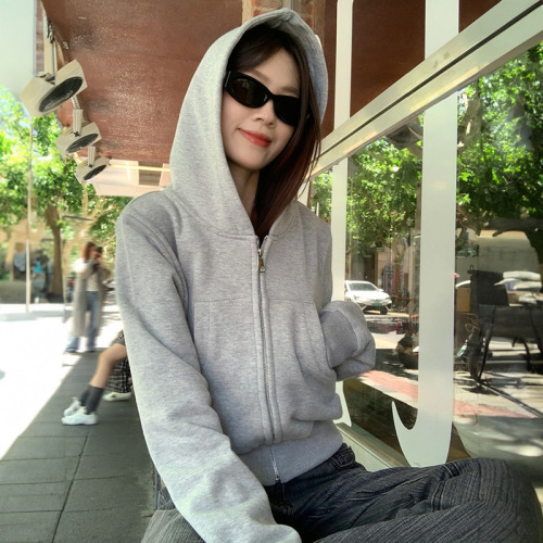 korean style small cropped hoodie coat women‘s spring and autumn 2025 new casual slimming cardigan zipper top