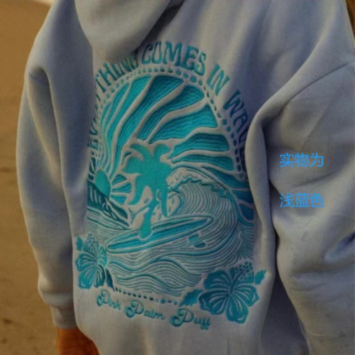 professional embroidery ding z cross-border european size drop-shoulder sleeve thread coconut haibo pattern hoodie sweater coat