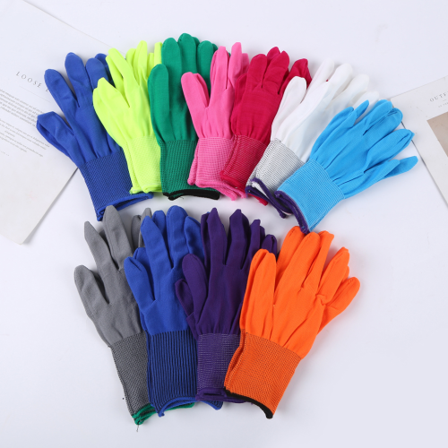 Lengthened Wrist Colorful Thin Striped Nylon Yarn Breathable Labor Gloves Non-Slip Wear-Resistant Work Gloves