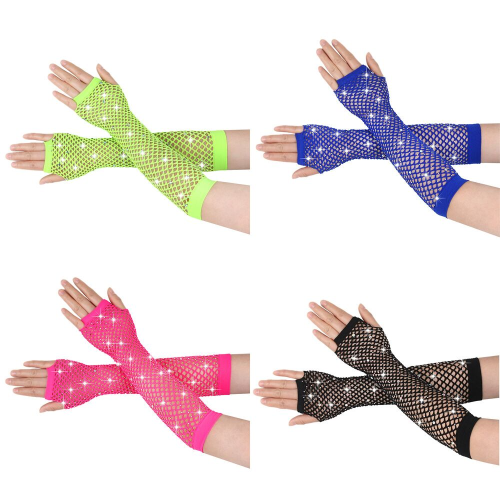 cross-border diamond gloves party fishnet elastic mesh gloves european and american vintage club sexy rhinestone sleeve cover