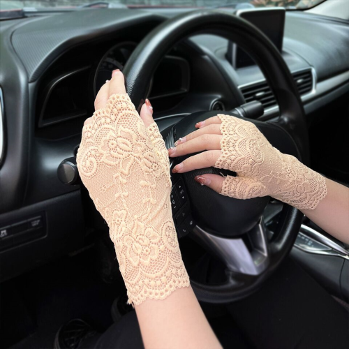 summer women‘s lace half finger sun protection gloves short prom etiquette gloves scar covering decorative gloves cross-border