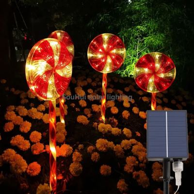 Solar Lollipop Lawn Lamp Outdoor Waterproof Led Christmas Candy Light Holiday Decoration Ground Lamp Ambience Light