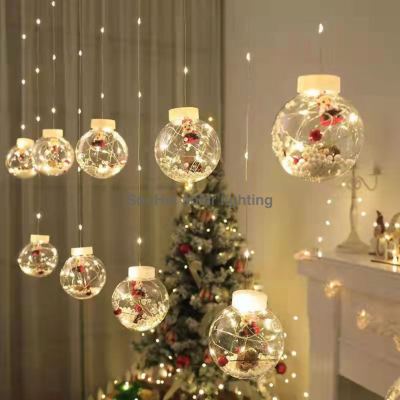 Led Curtain Light Wish Orbs Santa Snowman Christmas Tree Window Festival Decoration Copper Wire Lamp Ball Lighting Chain