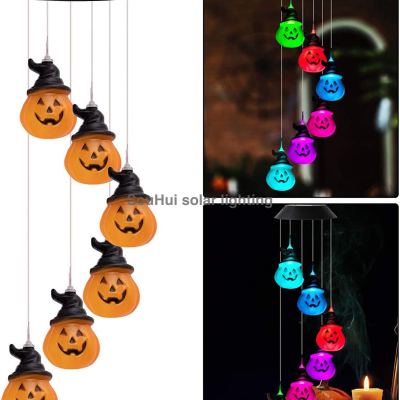 Eyeballs Lighting Chain Halloween Solar Wind Chime Solar Ghost Festival Hat Pumpkin Wind Chime Led Colored Lamp
