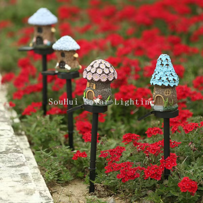 Solar Resin Cartoon House Villa Ground Lamp Courtyard Decoration Outdoor Water-Proof LED Light Lawn Landscape Lamp