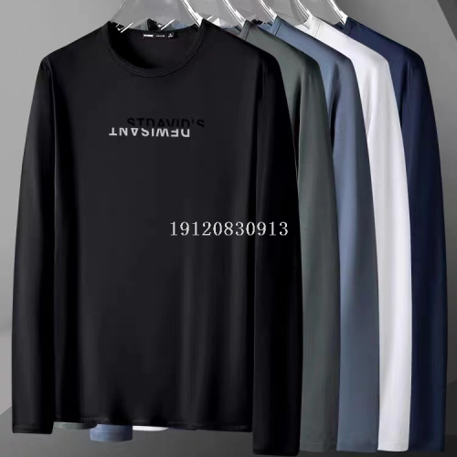 spring and autumn men‘s long-sleeved cotton t-shirt round neck bottoming shirt large size casual t-shirt men‘s clothing factory leftover stock direct sales