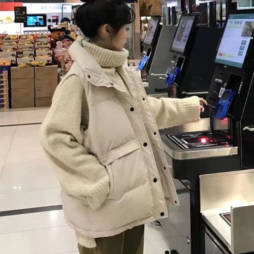 down Cotton Vest Female Student Korean Style Loose Winter New Sleeveless Waistcoat Vest Lapel Short Bread Coat