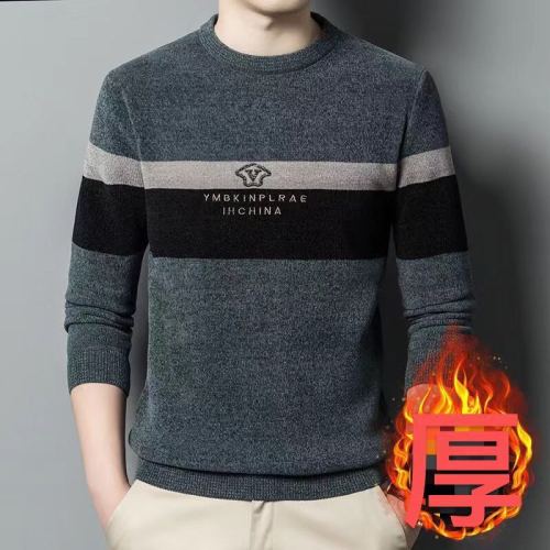 加厚雪尼尔男装毛衣圆领打底衫保暖上衣潮工厂直销货源批发摆摊