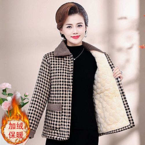 mom cotton-padded clothes high grade velour middle-aged and elderly cotton coat jacket fleece-lined thickened grandma floral cotton-padded clothes wholesale factory