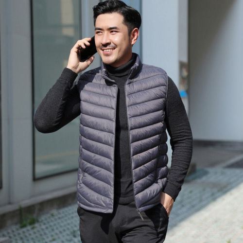 men‘s coat autumn and winter thick thermal vest casual oversized waistcoat dad wear short vest stand-up collar waistcoat