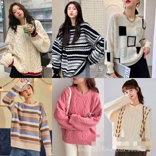 sweater women‘s autumn and winter thick needle knitwear loose versatile korean style miscellaneous sweater stall supply wholesale factory leftover stock