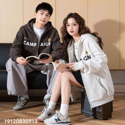 春秋季女装拉链卫衣外套男女可穿情侣款百搭外套韩版休闲连帽上衣