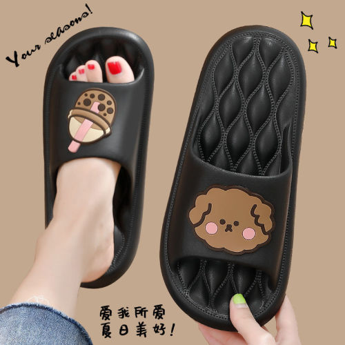 2023 new slippers female summer wear cute cartoon bear men and women wear non-slip home household couples sandals