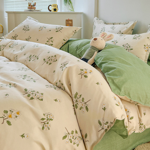 minimalist duvet cover thick twill cotton four-piece brushed cotton student dormitory three-piece set bed sheet quilt cover bedding