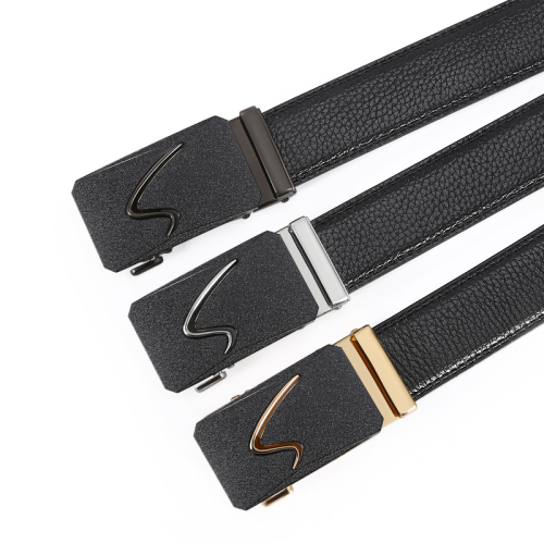 Factory Wholesale Belt Men‘s Two-Layer Cowhide All-Match Letter Alloy Automatic Buckle Belt Casual Business Pants Belt Men