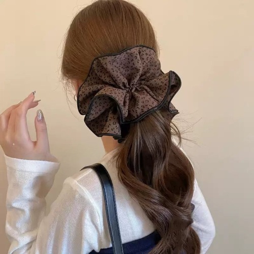 美拉德秋冬豹纹深色系四层大肠发圈丸子头花发绳时尚百搭头绳发饰