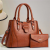 Simple Solid Color Leather Sense Tote Bag Large Capacity Trendy Bags Mother and Child Bag Wallet 17539
