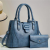 Simple Solid Color Leather Sense Tote Bag Large Capacity Trendy Bags Mother and Child Bag Wallet 17539