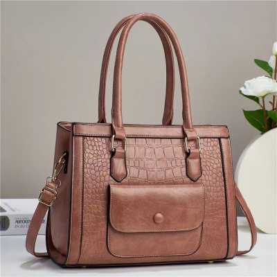 Crocodile Leather Solid Color Tote One Shoulder Bag Wallet Small Square Bag Large Capacity One Piece Dropshipping 17559