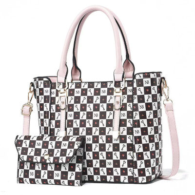 Simple Tote Bag Square Plaid Large Capacity Fashion Trendy Bag Mother and Child Bag Wallet 17531
