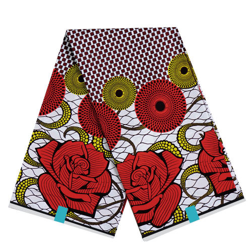 6码红色非洲民族双面印花面料