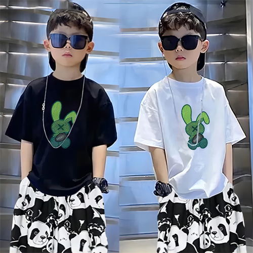 Boys Summer Suit 2023 New Fashionable Summer Medium and Large Children Boys Short Sleeve Thin Fried Street Handsome Fashionable