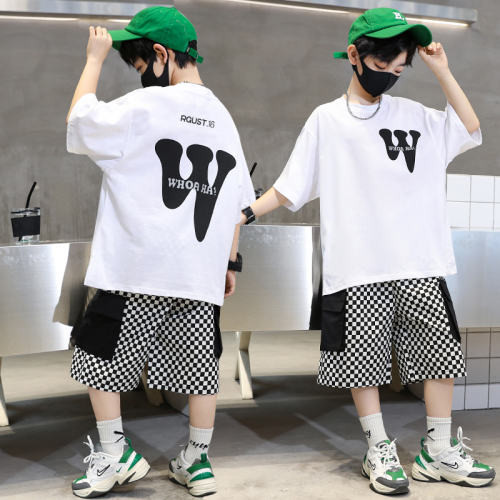 Boys‘ Sportswear Suit 2023 New Summer Clothes Children‘s Summer Thin Boys‘ Clothes Handsome Stylish Two-Piece Suit