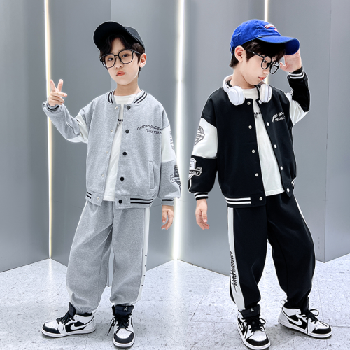 Boys‘ Spring and Autumn Suits 2023 New Medium and Big Children Casual Two-Piece Suit Sweater Spring Children‘s Baseball Uniform Handsome