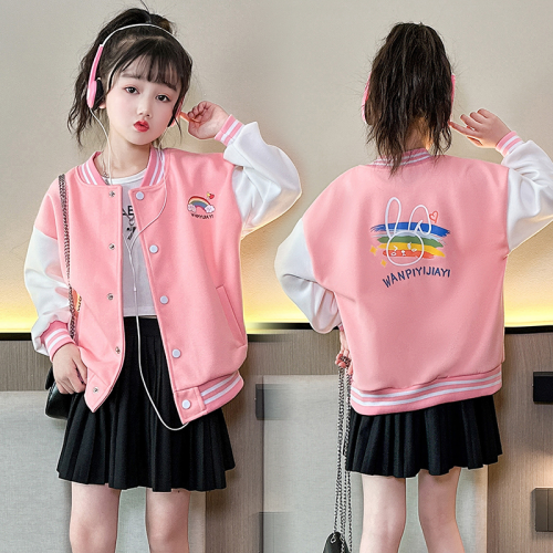 2023 New Girls‘ Spring Clothes 6-12 Years Old Middle and Big Children Fashionable Jacket Coat Children‘s Coat Spring and Autumn Cardigan Sweater