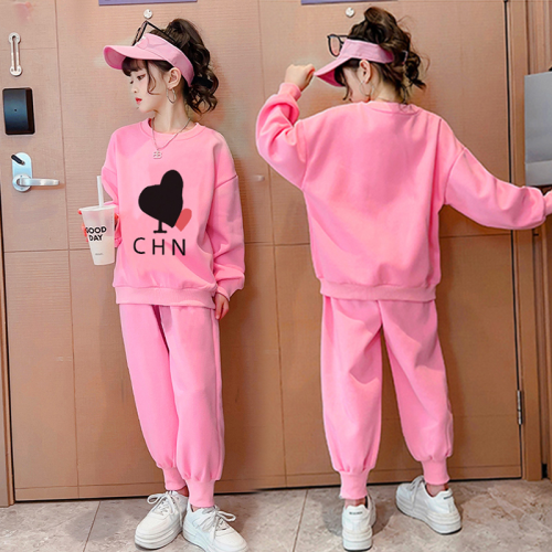 Girls‘ Spring Leisure Suit 2023 New Western Style Small Girls and Teen Girls Spring and Autumn Long Sleeve Two-Piece Suit Internet Celebrity Clothes Fashion