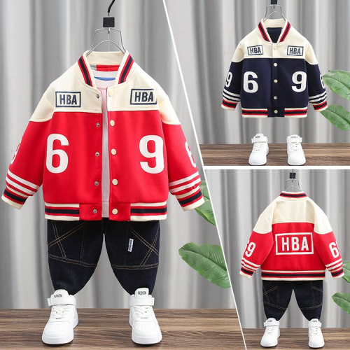 2023 New Boys‘ Suit Spring and Autumn Fashionable Medium and Large Children Handsome Cool Sports Baseball Top