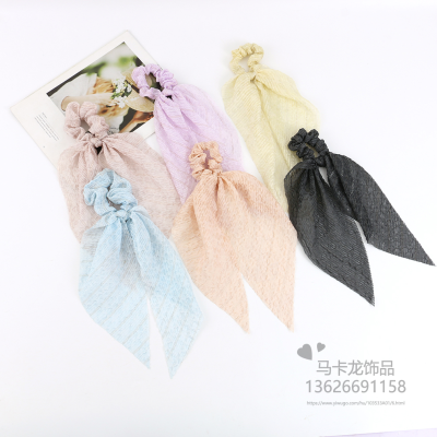 Japanese and Korean Fashion Ribbon Bowknot Hair Band Pure Colored Fresh with Top Cuft Female Ribbon French Large Intestine Ring Wholesale